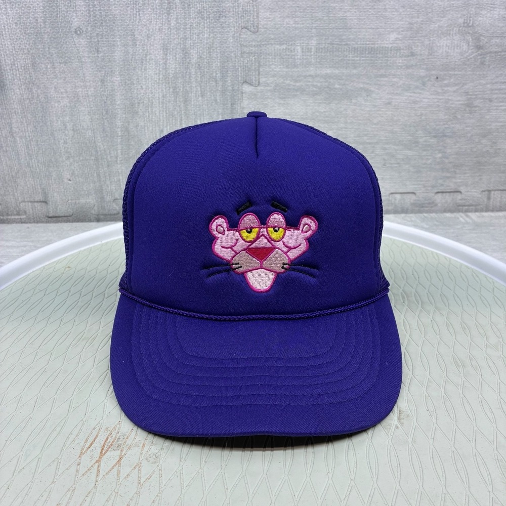 Vintage Pink‎ Panther Hat Cap Snapback Trucker Movie Promo Purple Embroidered